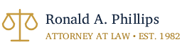 Scales of justice logo for Ronald A. Phillips